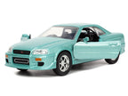 Brian's Nissan Skyline GT-R (BNR34) RHD (Right Hand Drive) Turquoise Metallic "Fast & Furious" Movie 1/32 Diecast Model Car by Jada