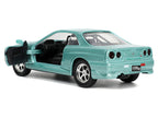 Brian's Nissan Skyline GT-R (BNR34) RHD (Right Hand Drive) Turquoise Metallic "Fast & Furious" Movie 1/32 Diecast Model Car by Jada