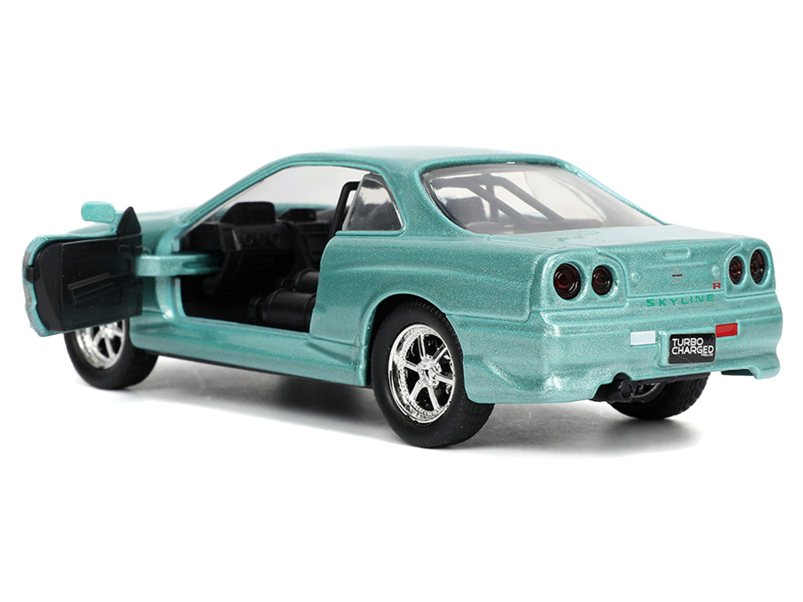 Brian's Nissan Skyline GT-R (BNR34) RHD (Right Hand Drive) Turquoise Metallic "Fast & Furious" Movie 1/32 Diecast Model Car by Jada