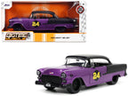 1955 Chevrolet Bel Air #24 Purple Metallic and Matt Black "Bigtime Muscle" Series 1/24 Diecast Model Car by Jada-4