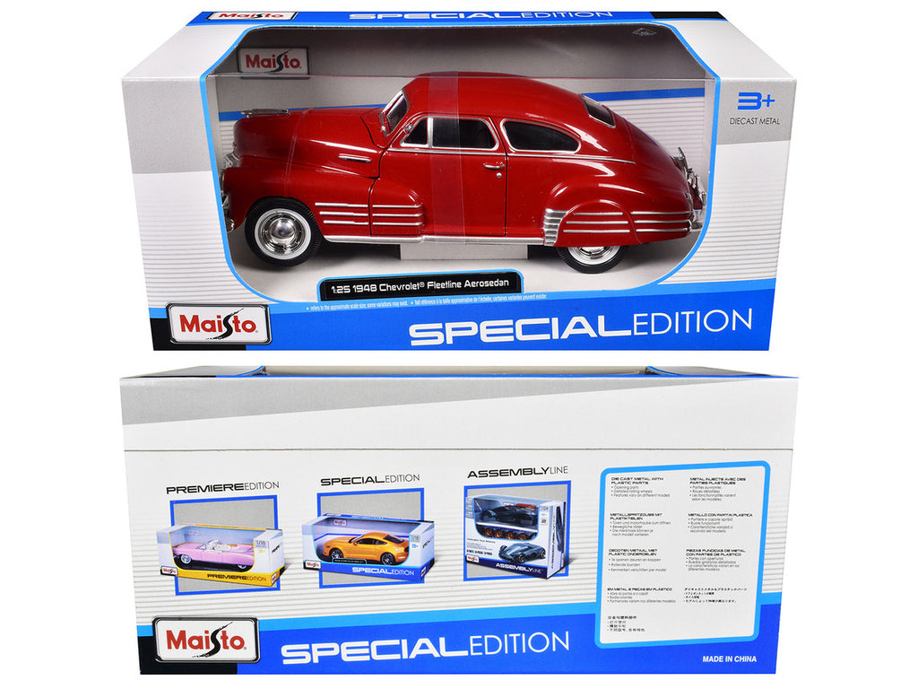 1948 Chevrolet Fleetline Aerosedan Red "Special Edition" Series 1/25 Diecast Model Car by Maisto-1