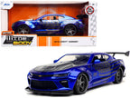 2016 Chevrolet Camaro Widebody Candy Blue with Gray Metallic Hood and American Flag Graphics "Bigtime Muscle" Series 1/24 Diecast Model Car by Jada-0