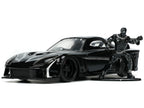 1995 Mazda RX-7 RHD (Right Hand Drive) Black and Black Panther Diecast Figure "The Avengers" "Hollywood Rides" Series 1/32 Diecast Model Car by Jada-4