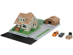 Toretto House Diorama with Dodge Charger Black and Toyota Supra Orange with Graphics "Fast and Furious" "Nano Scene" Series Models by Jada-1