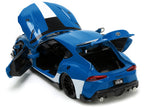 2020 Toyota Supra Blue with Graphics and Max Sterling Diecast Figurine "Robotech" "Hollywood Rides" Series 1/24 Diecast Model Car by Jada-3