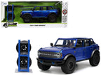 2021 Ford Bronco Open-Top Candy Blue Metallic with Extra Wheels "Just Trucks" Series 1/24 Diecast Model Car by Jada-4