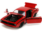 1973 Plymouth Barracuda Red with Black Stripes "Bigtime Muscle" Series 1/24 Diecast Model Car by Jada-1