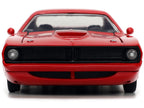 1973 Plymouth Barracuda Red with Black Stripes "Bigtime Muscle" Series 1/24 Diecast Model Car by Jada-3