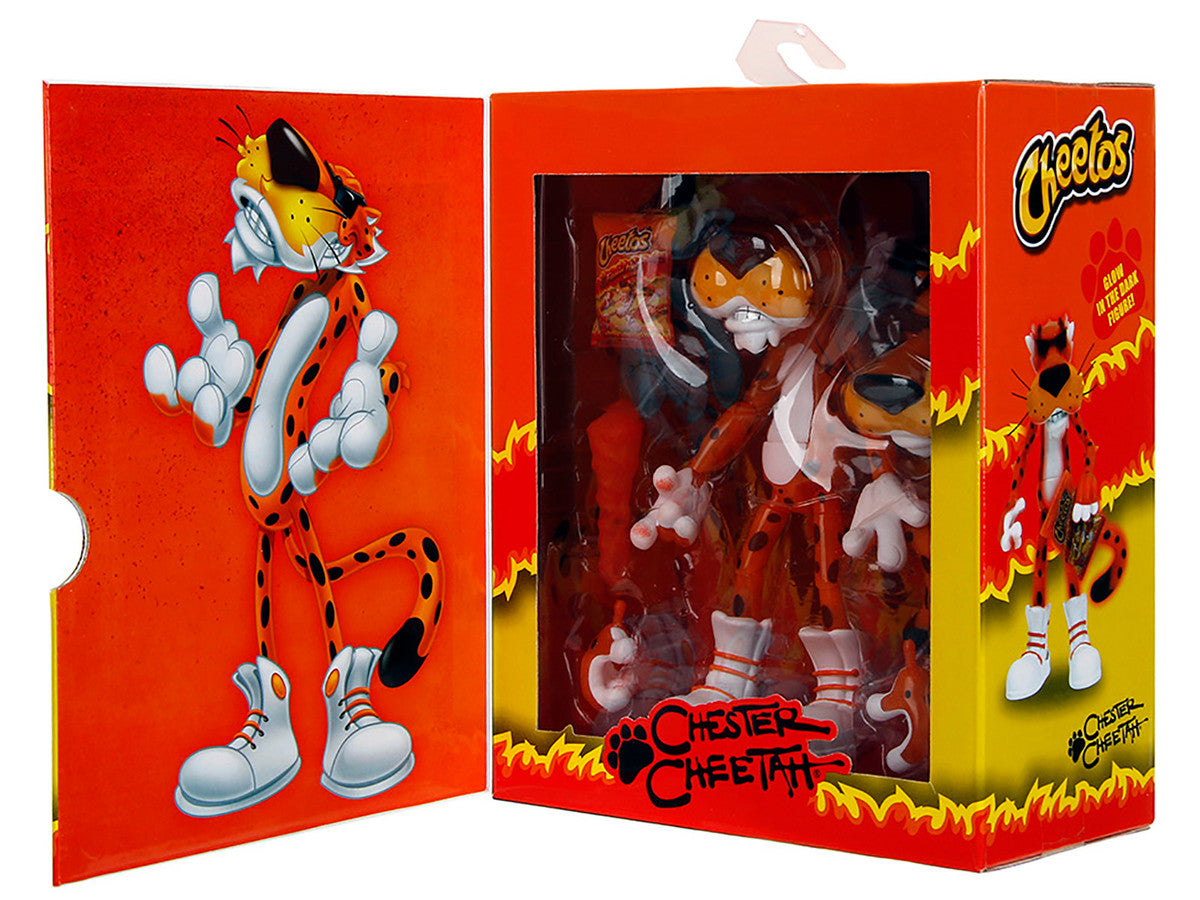 Chester Cheetah 5.5" Glow-in-the-Dark Figure with Accessories and Alternate Head and Hands "Flamin' Hot Cheetos Crunchy" Model by Jada-1