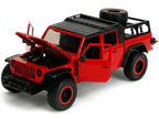 2020 Jeep Gladiator Rubicon Pickup Truck Red with Black Top and Extra Wheels "Just Trucks" Series 1/24 Diecast Model Car by Jada-3