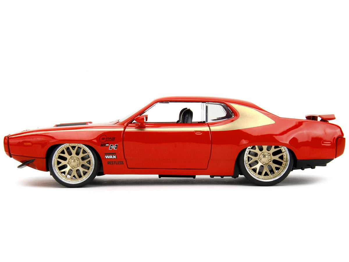 1972 Plymouth GTX Red with Gold Graphics "Bigtime Muscle" Series 1/24 Diecast Model Car by Jada-2