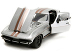 1966 Chevrolet Corvette Silver Metallic with Bronze Stripes "Bigtime Muscle" Series 1/24 Diecast Model Car by Jada-1