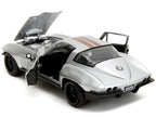 1966 Chevrolet Corvette Silver Metallic with Bronze Stripes "Bigtime Muscle" Series 1/24 Diecast Model Car by Jada-3