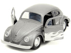 1959 Volkswagen Beetle Gray Metallic with Silver Flames and Boxing Gloves Accessory "Punch Buggy" Series 1/32 Diecast Model Car by Jada-2