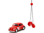1959 Volkswagen Beetle Red with White Graphics and Boxing Gloves Accessory "Punch Buggy" Series 1/32 Diecast Model Car by Jada-1