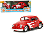 1959 Volkswagen Beetle Red with White Graphics and Boxing Gloves Accessory "Punch Buggy" Series 1/32 Diecast Model Car by Jada-0