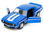 1969 Chevrolet Camaro Blue Metallic with White Stripes "2 Fast 2 Furious" (2003) Movie "Fast & Furious" Series 1/32 Diecast Model Car by Jada-3