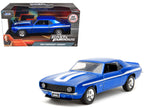1969 Chevrolet Camaro Blue Metallic with White Stripes "2 Fast 2 Furious" (2003) Movie "Fast & Furious" Series 1/32 Diecast Model Car by Jada-4