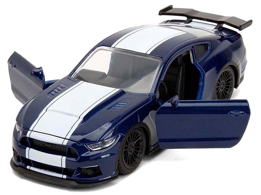 2016 Ford Mustang GT Dark Blue Metallic with White Stripe "F9" (2021) Movie "Fast & Furious" Series 1/32 Diecast Model Car by Jada-3