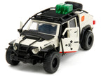 Jeep Gladiator Pickup Truck with Equipment Shell Beige with Graphics "Biosyn Genetics" "Jurassic World Dominion" (2022) Movie "Hollywood Rides" Series 1/32 Diecast Model Car by Jada-1