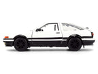 Toyota Trueno (AE86) RHD (Right Hand Drive) White and Black with Graphics and Takumi Diecast Figure "Initial D" (1998-2021) TV Series "Anime Hollywood Rides" Series 1/24 Diecast Model by Jada-1