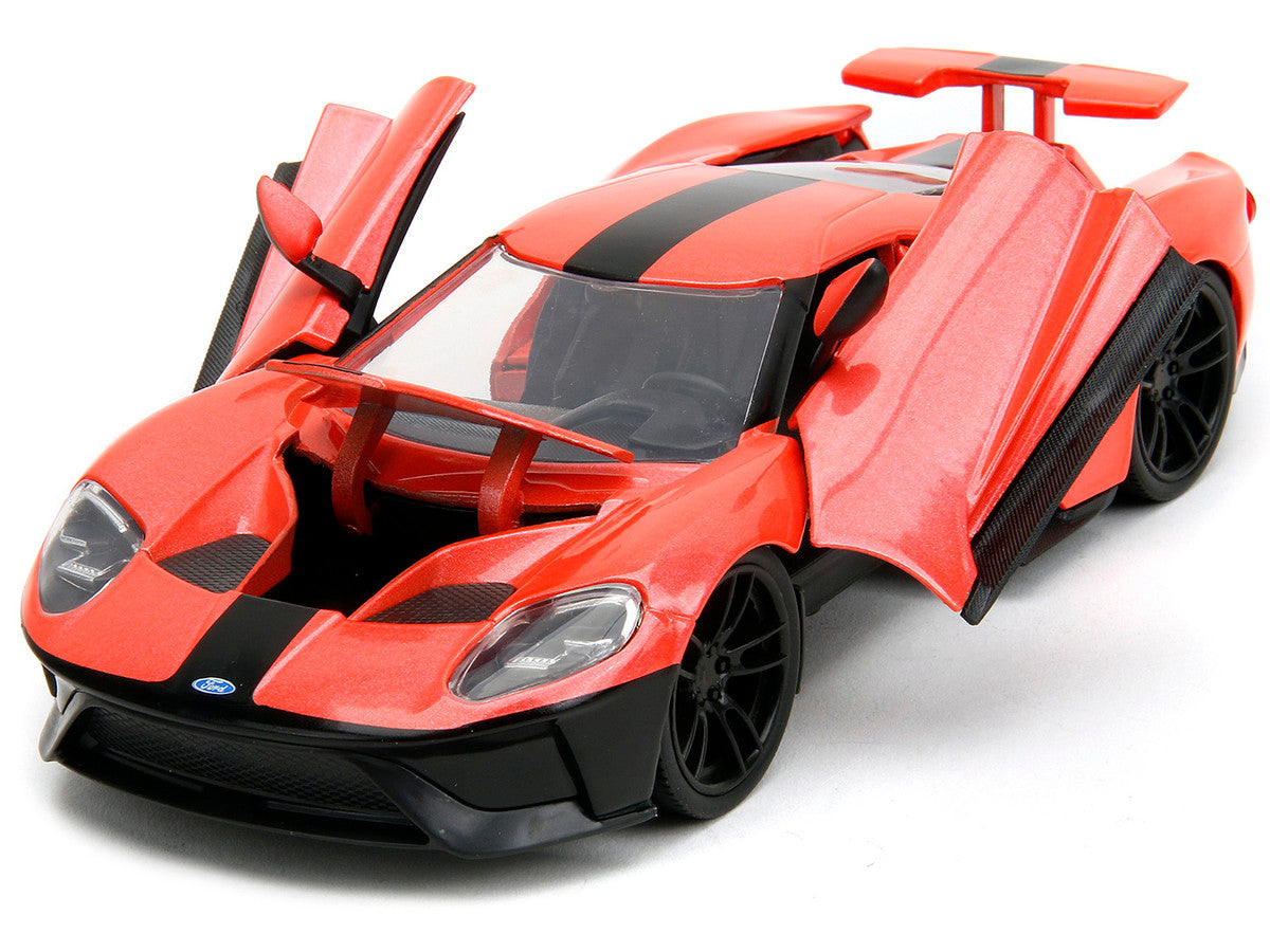 2017 Ford GT Light Red Metallic with Black Stripe "Pink Slips" Series 1/24 Diecast Model Car by Jada-1