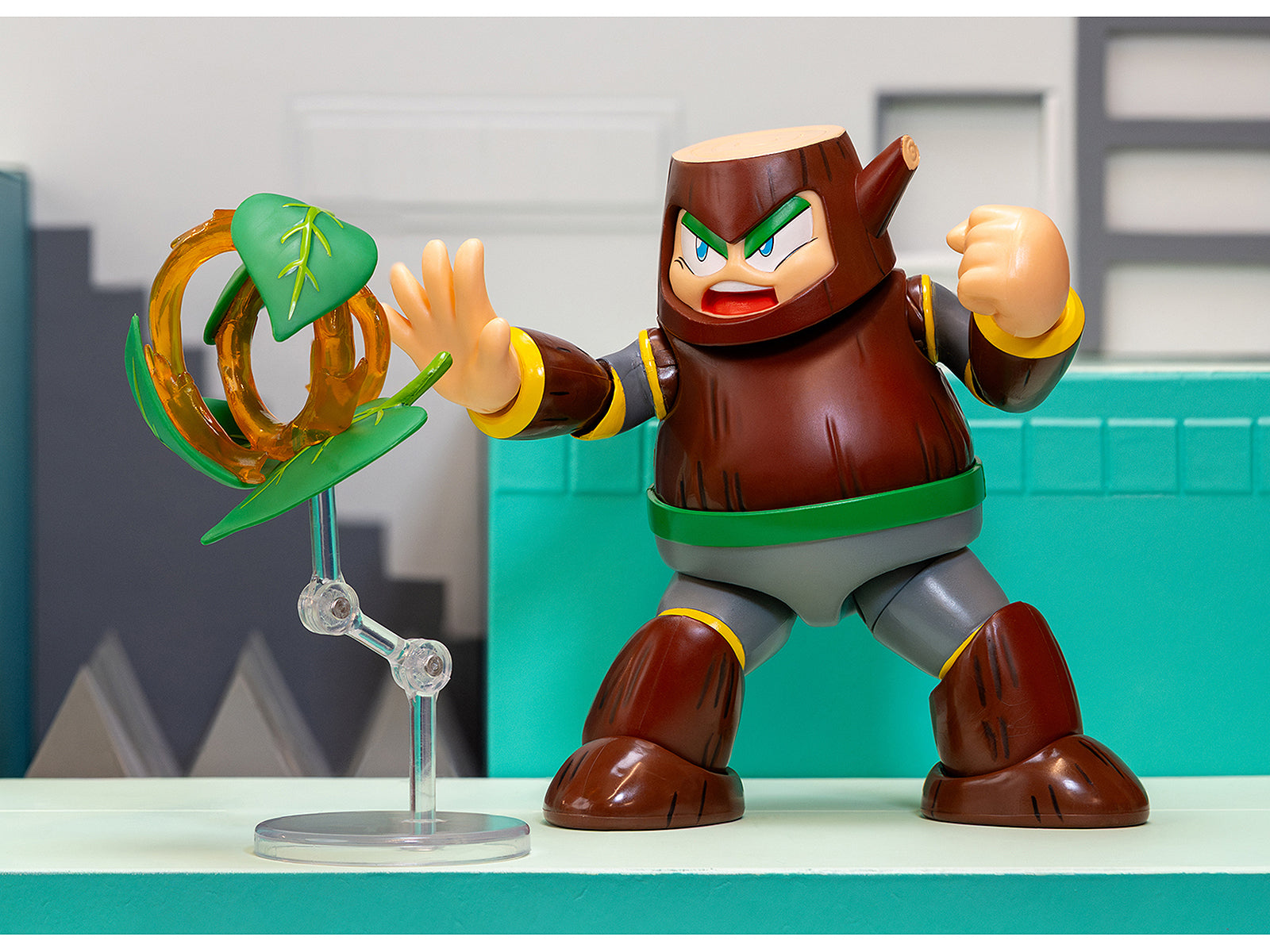 Wood Man 5" Moveable Figure (Deluxe Version) with Accessories and Alternate Head and Hands "Mega Man" (1987) Video Game Model by Jada