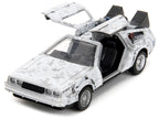 DMC DeLorean Time Machine Brushed Metal (Frost Version) "Back to the Future" (1985) Movie "Hollywood Rides" Series 1/32 Diecast Model Car by Jada-1
