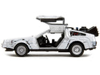 DMC DeLorean Time Machine Brushed Metal (Frost Version) "Back to the Future" (1985) Movie "Hollywood Rides" Series 1/32 Diecast Model Car by Jada-2