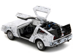 DMC DeLorean Time Machine Brushed Metal (Frost Version) "Back to the Future" (1985) Movie "Hollywood Rides" Series 1/32 Diecast Model Car by Jada-3