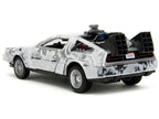 DMC DeLorean Time Machine Brushed Metal (Frost Version) "Back to the Future" (1985) Movie "Hollywood Rides" Series 1/32 Diecast Model Car by Jada-4