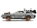 DeLorean DMC (Time Machine) Brushed Metal Train Wheel Version "Back to the Future Part III" (1990) Movie "Hollywood Rides" Series 1/32 Diecast Model Car by Jada-1
