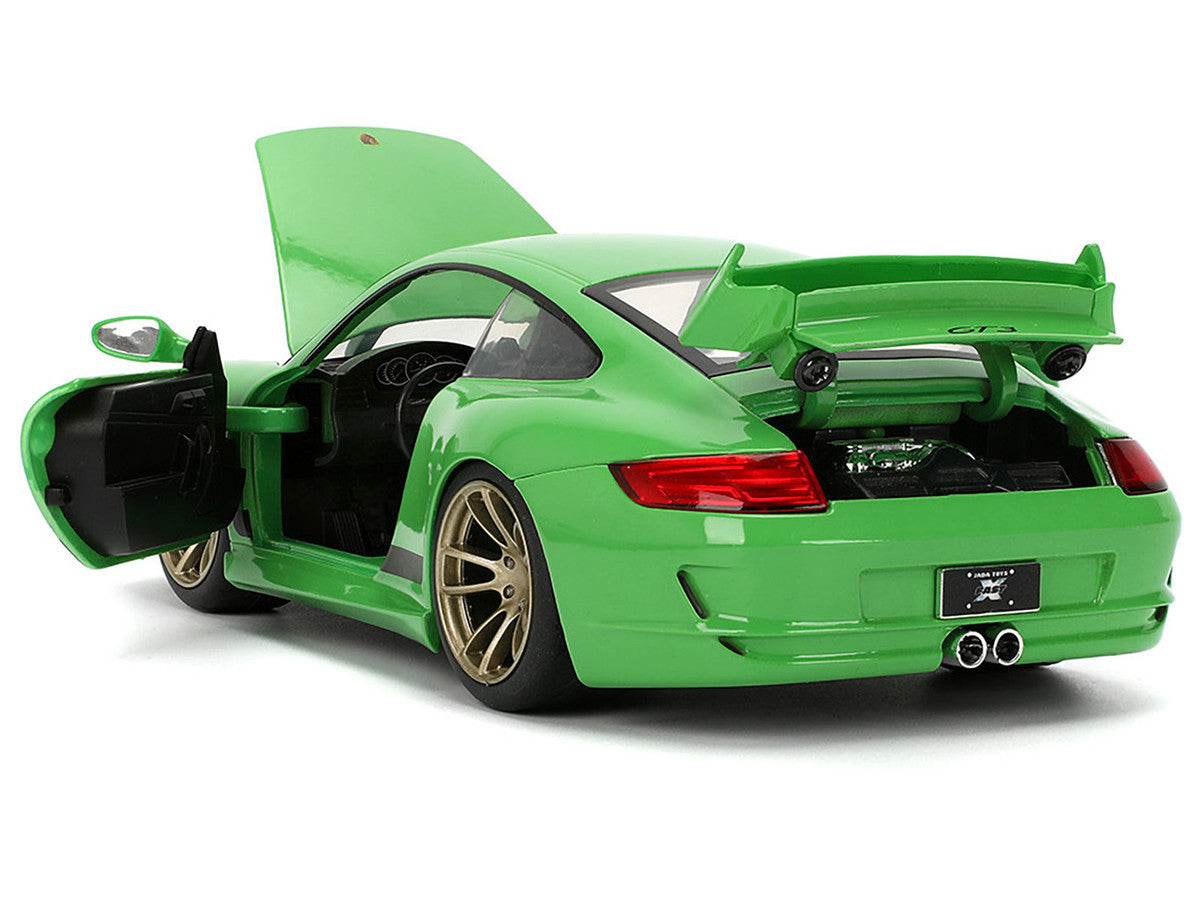 Porsche 911 GT3 (997) Green with Black Accents "Fast X" (2023) Movie "25 Years of Fast & Furious" Series 1/24 Diecast Model Car by Jada-3