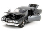 1970 Chevrolet Chevelle SS Gray Metallic with Black Stripes "Fast & Furious" (2009) Movie "Fast & Furious" Series 1/24 Diecast Model Car by Jada-1