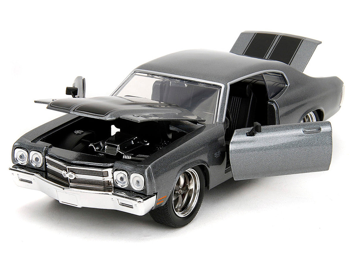 1970 Chevrolet Chevelle SS Gray Metallic with Black Stripes "Fast & Furious" (2009) Movie "Fast & Furious" Series 1/24 Diecast Model Car by Jada-1