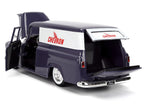 1957 Chevrolet Suburban "Chevron" Dark Blue with White Stripes and Chevron Gas Pump "Just Trucks" Series 1/24 Diecast Model Car by Jada-3