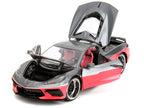 2020 Chevrolet Corvette Gray Metallic and Pink "Pink Slips" Series 1/24 Diecast Model Car by Jada-1