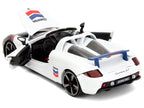 Porsche Carrera GT Convertible #04 "Chevron" White with Graphics "Hyper-Spec" Series 1/24 Diecast Model Car by Jada-3