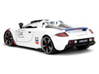Porsche Carrera GT Convertible #04 "Chevron" White with Graphics "Hyper-Spec" Series 1/24 Diecast Model Car by Jada