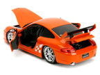 Porsche 911 GT3 RS (996) #008 "Bridgestone" Orange Metallic with White Graphics "Hyper-Spec" Series 1/24 Diecast Model Car by Jada-3