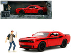 2015 Dodge Challenger Red with Black Stripes and Glenn Diecast Figure "The Walking Dead" (2010-2022) TV Series "Hollywood Rides" Series 1/24 Diecast Model Car by Jada-0