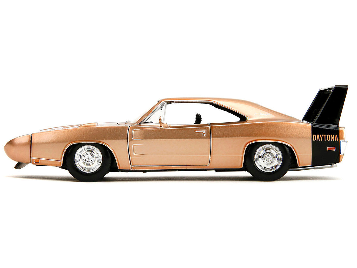 1969 Dodge Charger Daytona Bronze Metallic with Black Tail Stripe "Bigtime Muscle" Series 1/24 Diecast Model Car by Jada-0