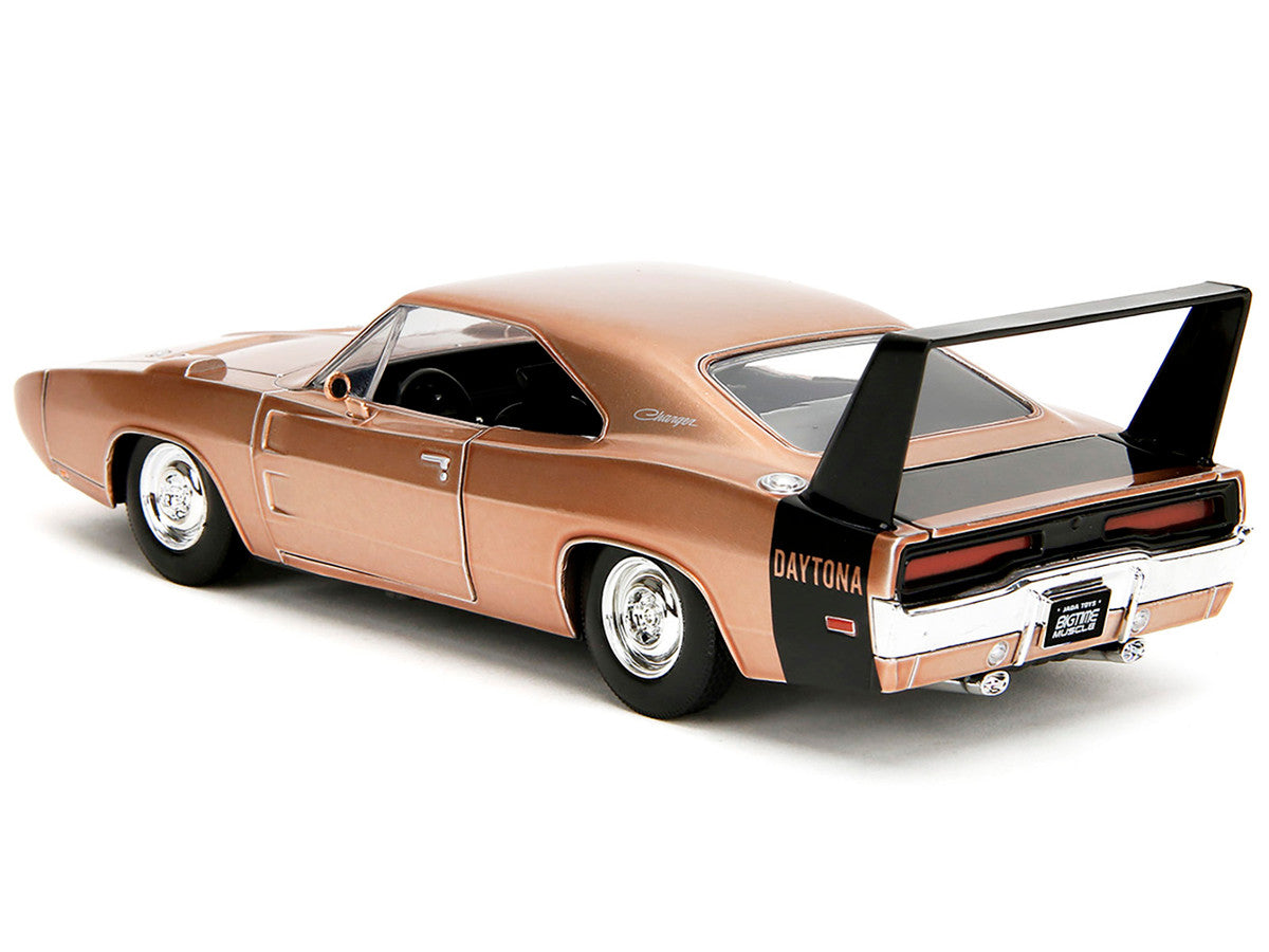 1969 Dodge Charger Daytona Bronze Metallic with Black Tail Stripe "Bigtime Muscle" Series 1/24 Diecast Model Car by Jada-2