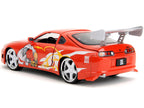 1995 Toyota Supra Red with Graphics and Saitama Diecast Figure "One Punch Man" (2015-2019) TV Series 1/24 Diecast Model by Jada-3