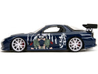 1993 Mazda RX-7 Dark Blue with Graphics and Kakashi Hatake Diecast Figure "Naruto Shippuden" (2009-2017) TV Series "Anime Hollywood Rides" Series 1/24 Diecast Model Car by Jada-2