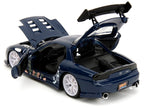 1993 Mazda RX-7 Dark Blue with Graphics and Kakashi Hatake Diecast Figure "Naruto Shippuden" (2009-2017) TV Series "Anime Hollywood Rides" Series 1/24 Diecast Model Car by Jada-3