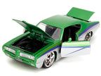 1969 Pontiac GTO Judge Green Metallic and Silver with Stripes "Bigtime Muscle" Series 1/24 Diecast Model Car by Jada-1