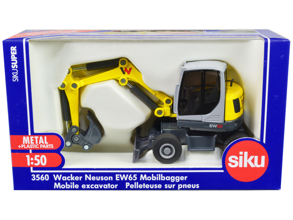 Wacker Neuson EW65 Mobile Excavator Yellow and Gray 1/50 Diecast Model by Siku-0