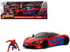 McLaren 720S Red and Blue with Black Top and Graphics and Spider-Man Diecast Figure "Marvel Spider-Man" "Hollywood Rides" Series 1/24 Diecast Model Car by Jada-4