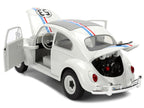Volkswagen Beetle #53 "Herbie" White with Stripes "The Love Bug" (1968) Movie with Extra Wheels 1/24 Diecast Model Car by Jada-3